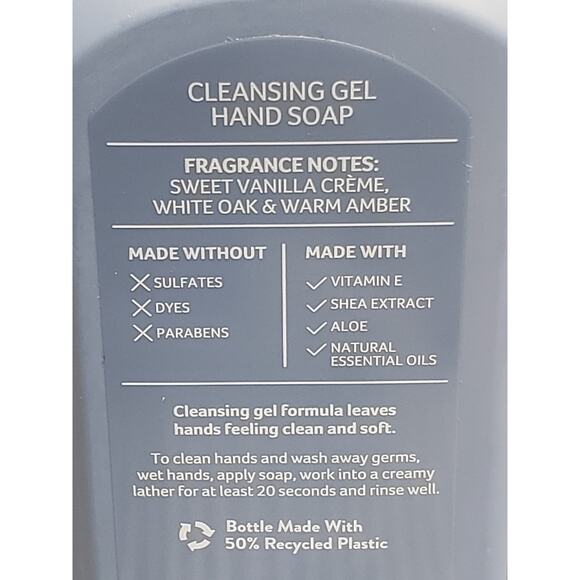 BBW White Oak & Vanilla Cleansing Gel Hand Soap w. Natural Essential Oils 2 Pack - Picture 2 of 2